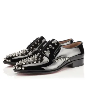 Black Leather Spike PoshWalker Slip On Studded Loafers - SS23