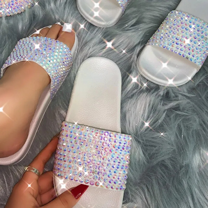 Shiny colorful diamond slippers
