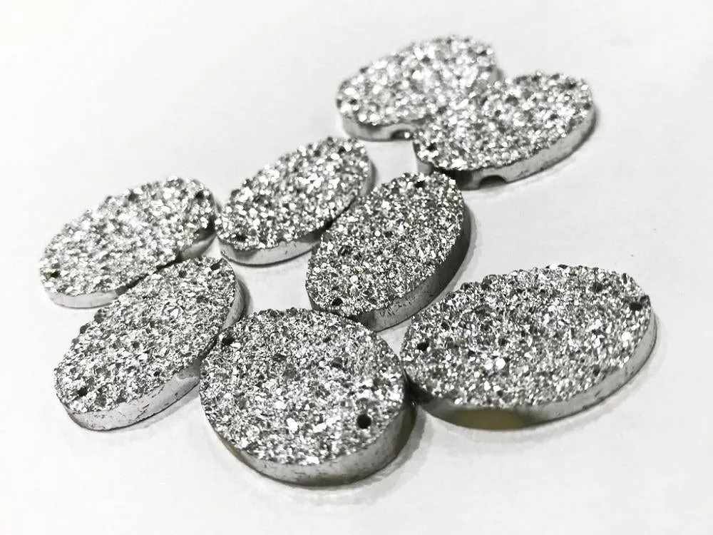 Silver Oval Shiny Sugary Plastic Stones (25x18 mm)
