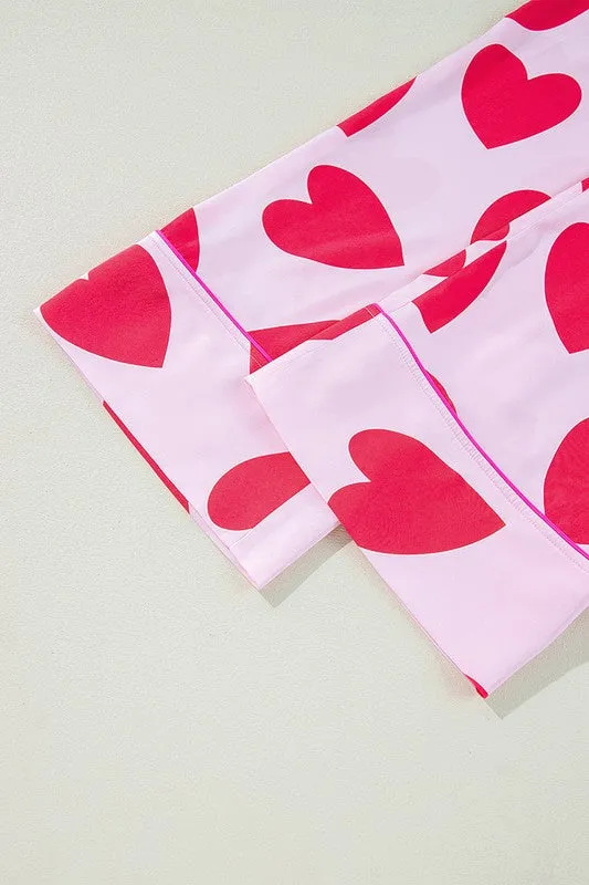 Valentine's Pink Heart Pajamas Set