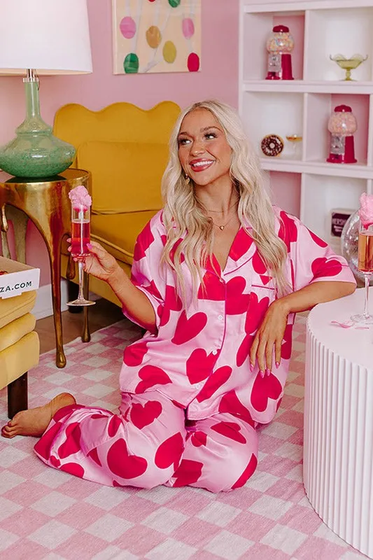 Valentine's Pink Heart Pajamas Set